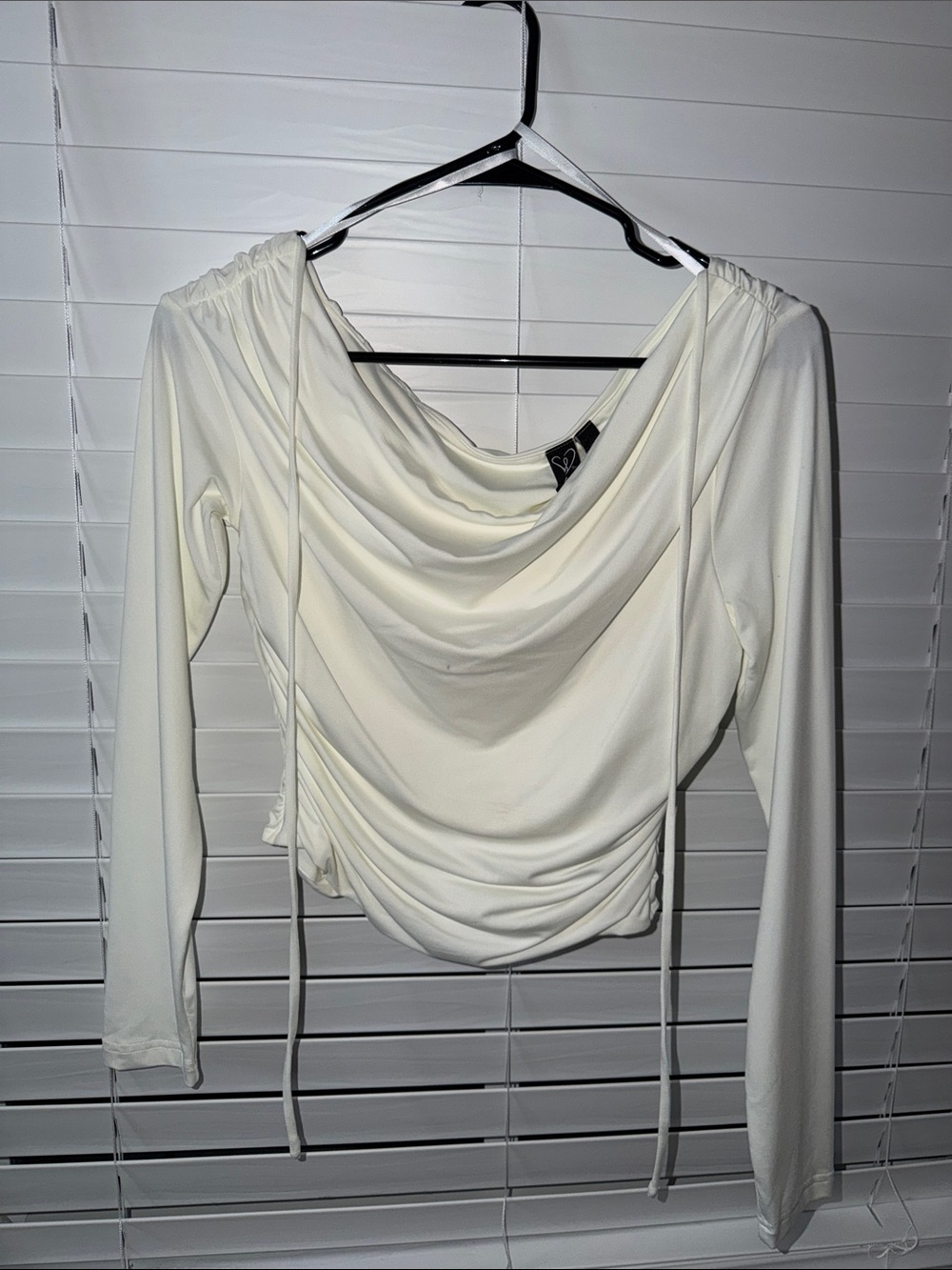 Windsor Ivory Draped Long-Sleeve Cowl Top